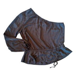 Cloth & Stone Dark Forest Green One Shoulder Top XS